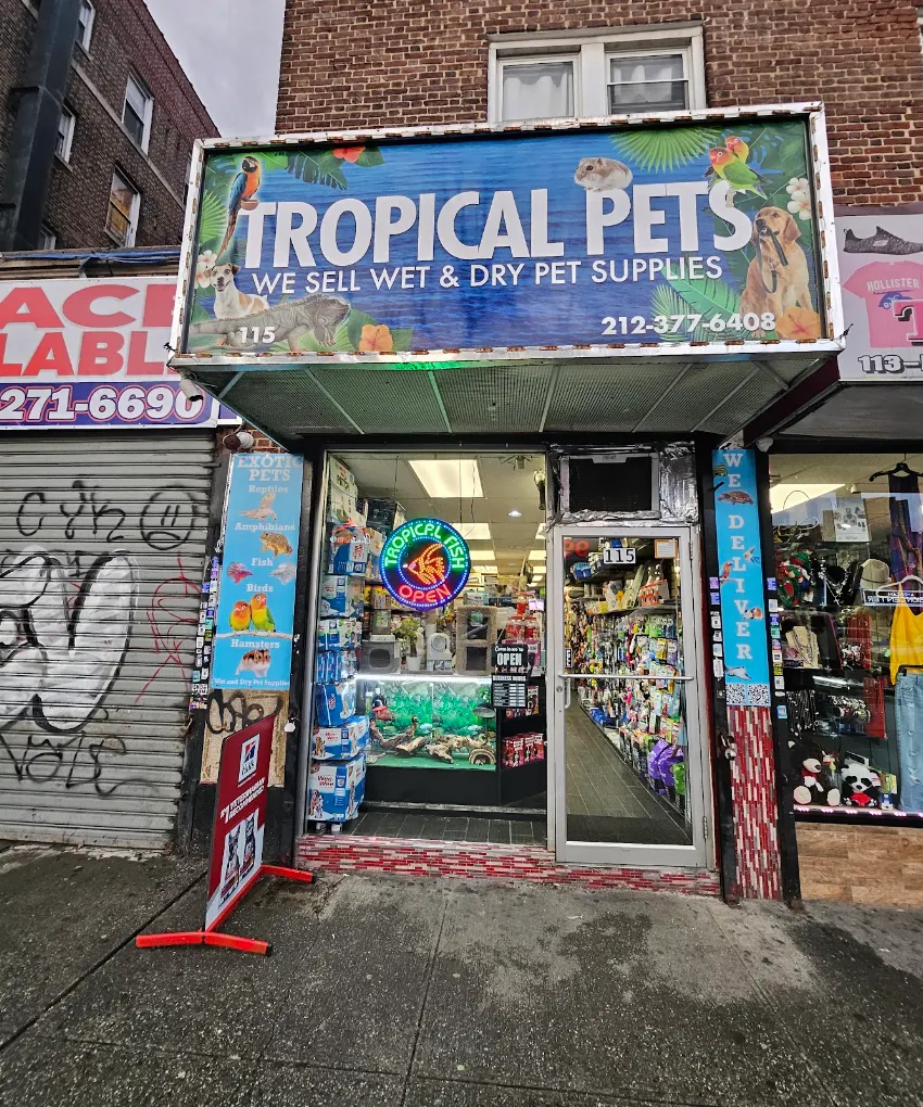 Tropical Pets storefront on Dyckman Street, Inwood